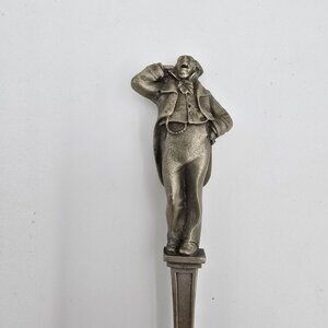 Vintage Pewter Decorative Souvenir Spoon Victorian Era Embossed,Detailed Design